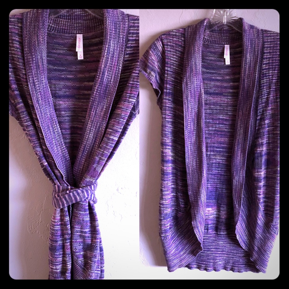 Purple Belted Xhiliration short sleeved sweater